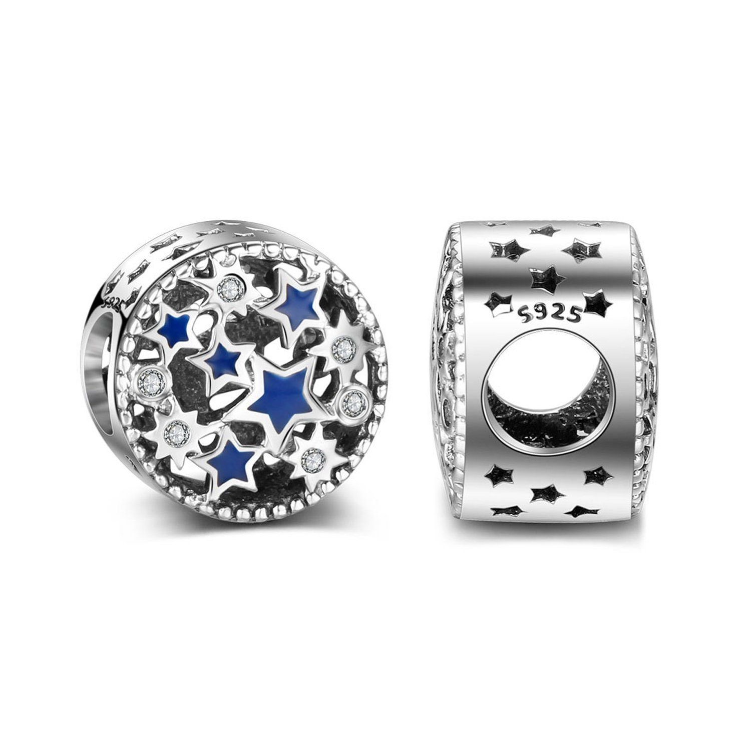 5 X Multi Colour Rhinestone Charm Beads fit European Charm Bracelet