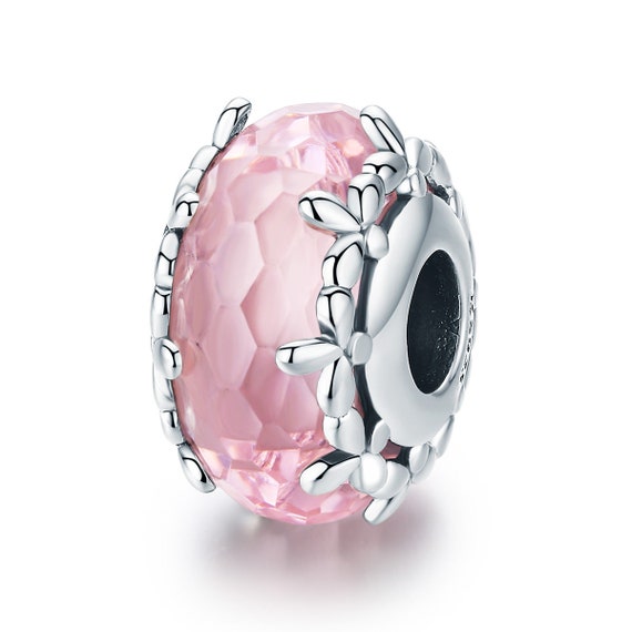 .925 SILVER BEAD EUROPEAN CHARM FOR BRACELET A97P PINK SWIRL CIRCLE SWIRLY .925 SILVER BEAD EUROPEAN CHARM FOR BRACELET A97P PINK SWIRL CIRCLE SWIRLY