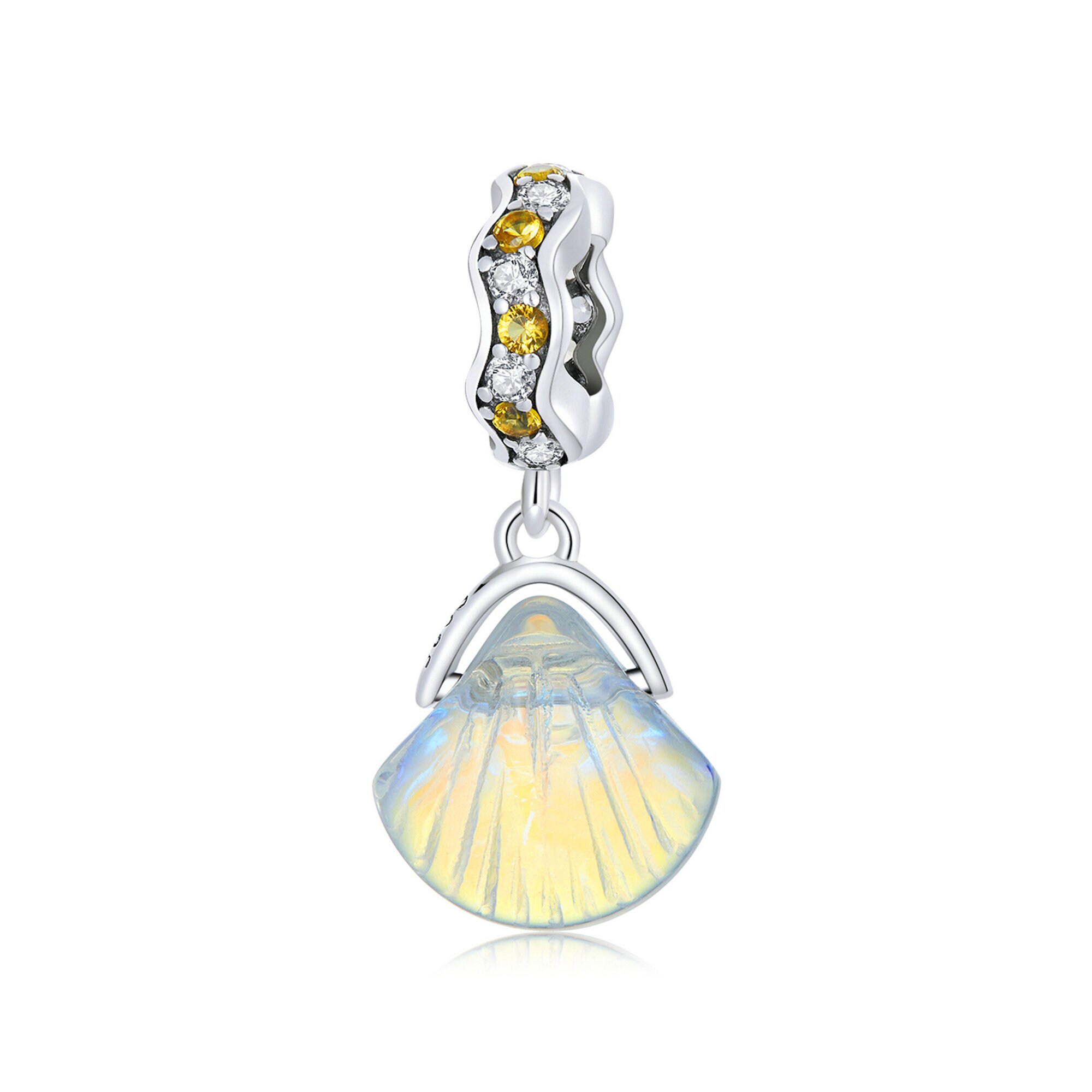 Queenberry grigio metallizzato in argento Sterling conchiglia perla Simulata stile europeo Bead charm