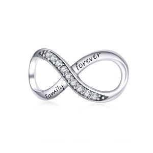 925 Sterling Silver Forever Family Charm Bead Fits Charm Bracelet Pendant