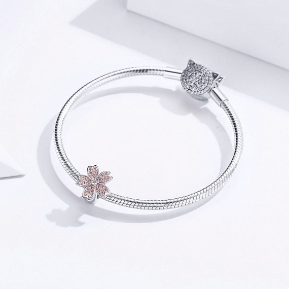 Gorgeous 925 Sterling Silver Flower Bead With Clear CZ Crystal – Perfect For European Charm Bracelets & Necklaces