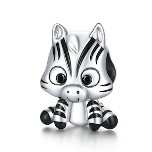 925 Sterling Silver Cute Zebra Charm Bead Fits Pandora Charm Bracelet