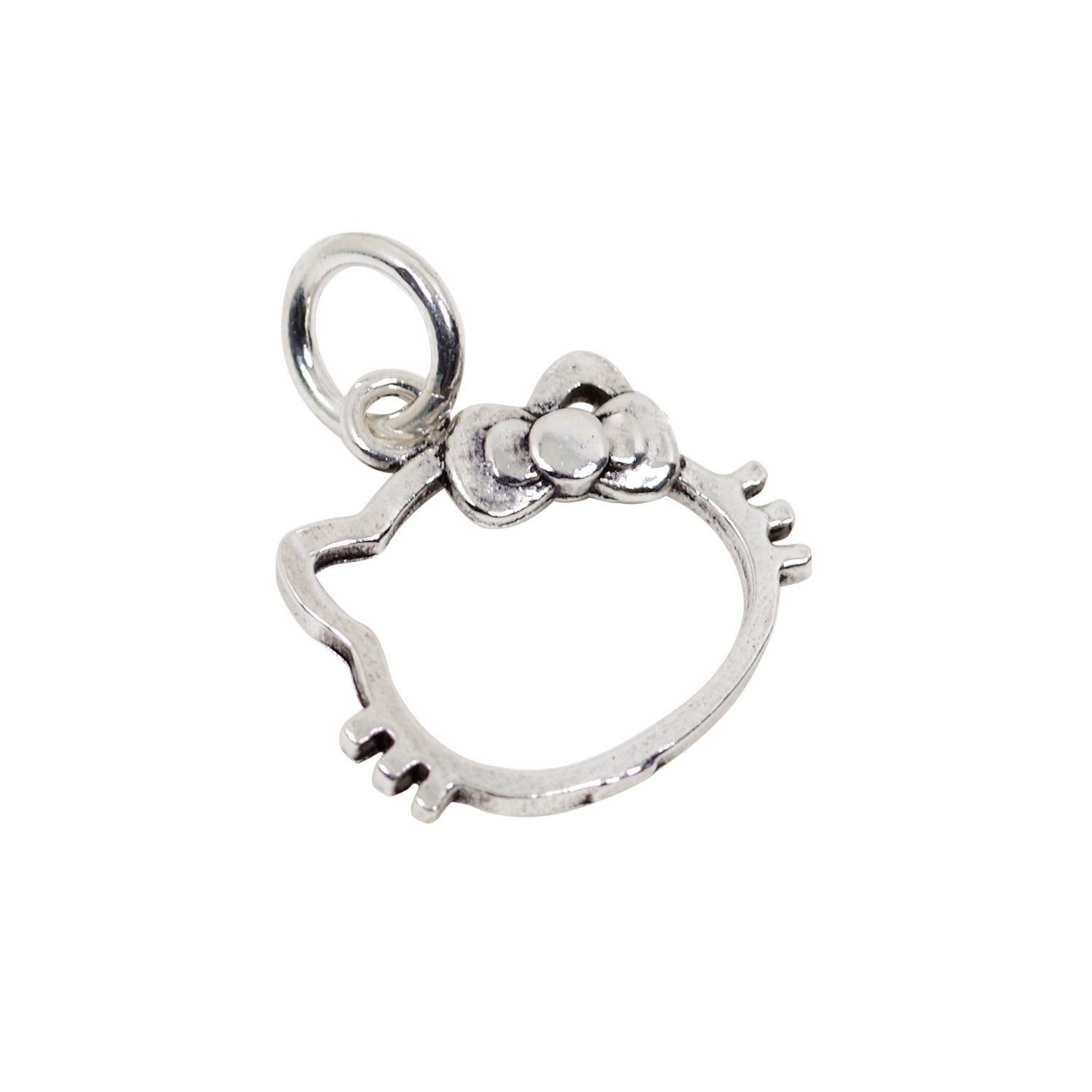 Vintage 925 Sterling Silver Hello Kitty Charm With Close Jump Ring