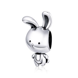 925 Sterling Silver Bunny Charm Bead for Bracelet Pendant
