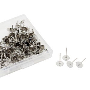 100 Pcs Stud Earring Plat Pad - 316L Stainless Steel