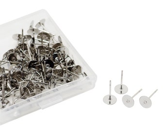 100 Pcs Stud Earring Plat Pad - 316L Stainless Steel