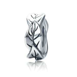 925 Sterling Silver Leaf Charm Bead for European Charm Bracelet