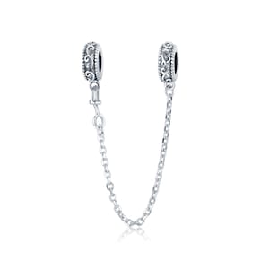925 Sterling Silver Vintage Safety Chain Fits Charm Bracelet Pendant