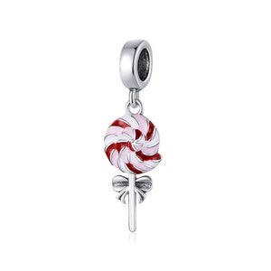 925 Sterling Silver Pink Lolipop Charm Bead Serve para Pulseira Europeia