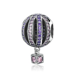 925 Sterling Silver Hot Air Balloon Charm Bead Fits European Charm Bracelet