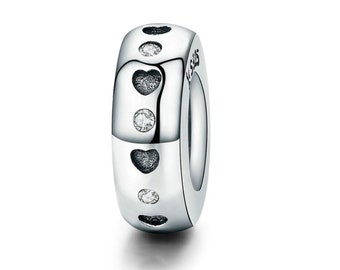 925 Sterling Silver Heart Charm Bead for European Charm Bracelet