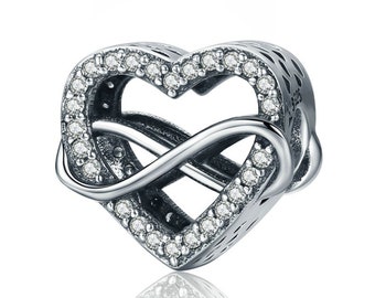 925 Sterling Silver Heart Charm Bead Fits European Charm Bracelet Pendant Valentine's Day gift for her