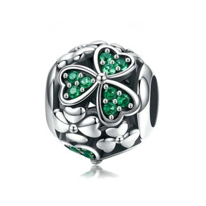 925 Sterling Silver Clover Shamrock Lucky Charm Bead Fits European Charm Bracelet