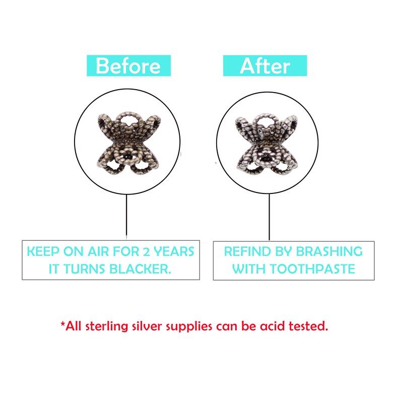 4 Pcs Vintage 925 Sterling Silver Spacer Bead for Jewelry Making