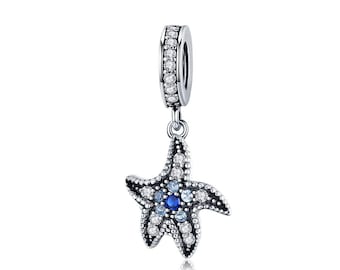 925 Sterling Silver Starfish Charm Bead Fits European Charm Bracelet Pendant