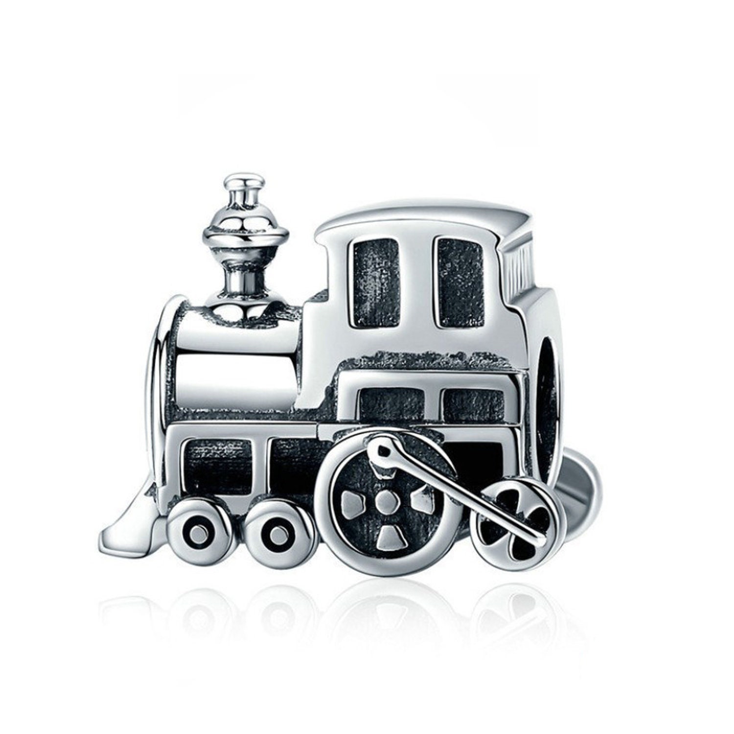 Sterling Silver Train Charm - 925 Silver Thread Bead For Bracelets & Necklaces