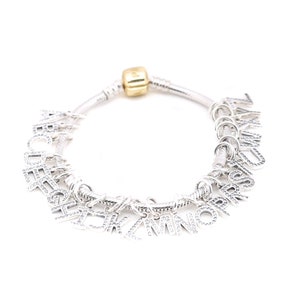 Alphabet Letter Charm 925 Sterling Sliver Spacer Bead Fits European Charm Bracelet
