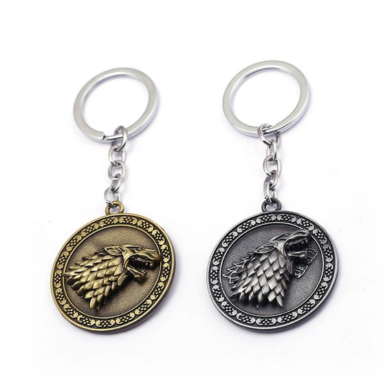 Game of Thrones Keychain House Stark Winterfell Wolf Symbol Badge