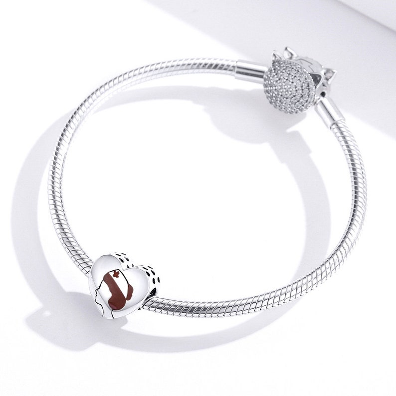 Sterling Silver Nurse Charm Bead - Smiling Face, Fits 3mm European Charm Bracelets & Necklaces - View #10