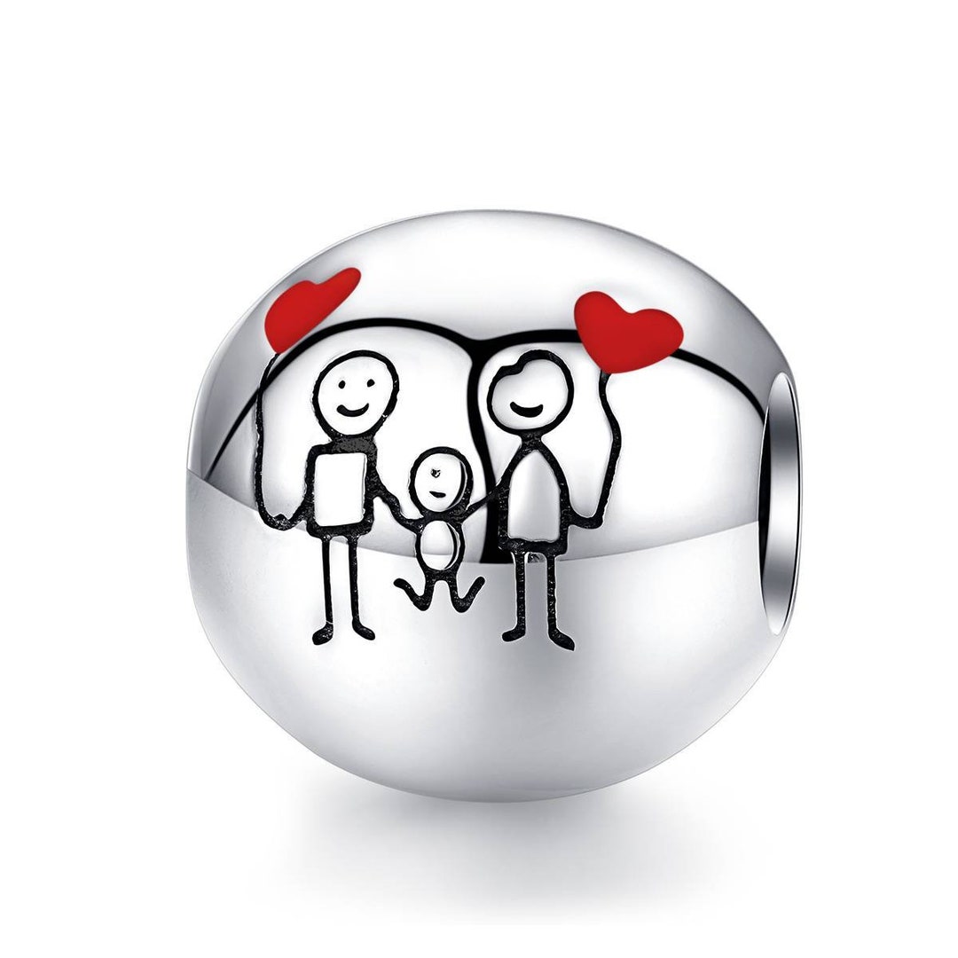 925 Sterling Silver Family Love Charm Bead Fits Charm Bracelet Pendant ...