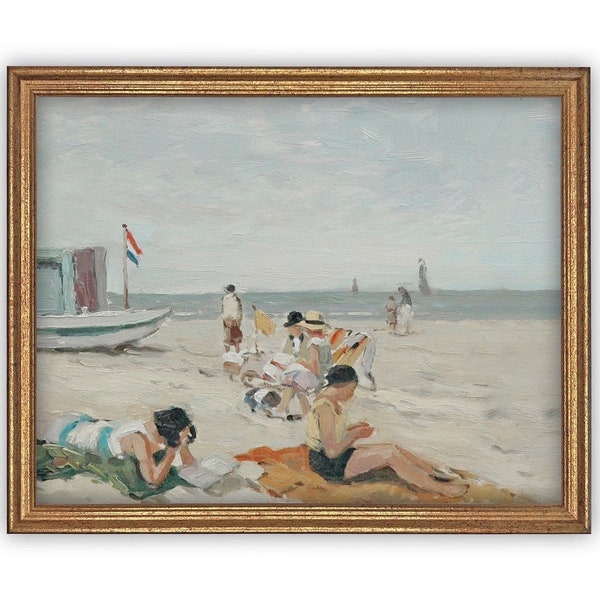 Vintage Framed Canvas Art  // Framed Vintage Print // Vintage Painting // Coastal Beach Art // Beach House print //#COAS-158