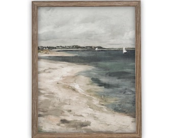 READY to SHIP 16x20 Beach Seascape Canvas Print: Vintage Coastal Art