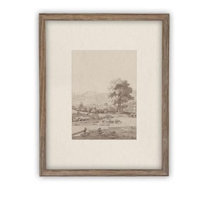 Vintage Framed Canvas Art  // Framed Vintage Print // Vintage Painting // Country Landscape // Farmhouse print //#LAN-247