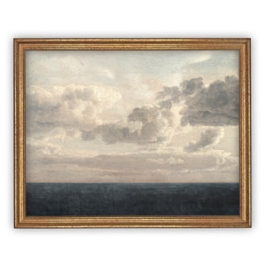 Vintage Framed Canvas Art  // Framed Vintage Print // Vintage Painting // Coastal Beach Seascape // Farmhouse print //#COAS-153