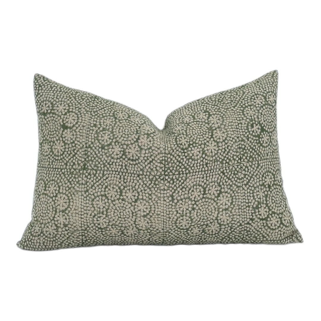 Designer Wisteria in Olive Pillow Cover // Green Floral Pillow // Boho