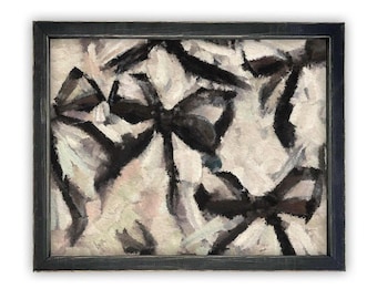 READY to SHIP 8x10 Framed Canvas Print: Abstract Black Bow Fashion Art