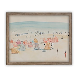 Vintage Framed Canvas Art // Framed Vintage Print // Vintage Painting // Coastal Beach Art // Beach House print //COAS-156 image 3