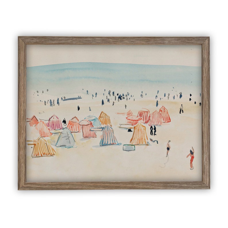 Vintage Framed Canvas Art // Framed Vintage Print // Vintage Painting // Coastal Beach Art // Beach House print //COAS-156 image 3