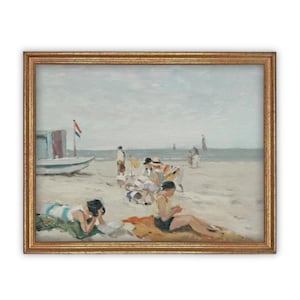Vintage Framed Canvas Art  // Framed Vintage Print // Vintage Painting // Coastal Beach Art // Beach House print //#COAS-158