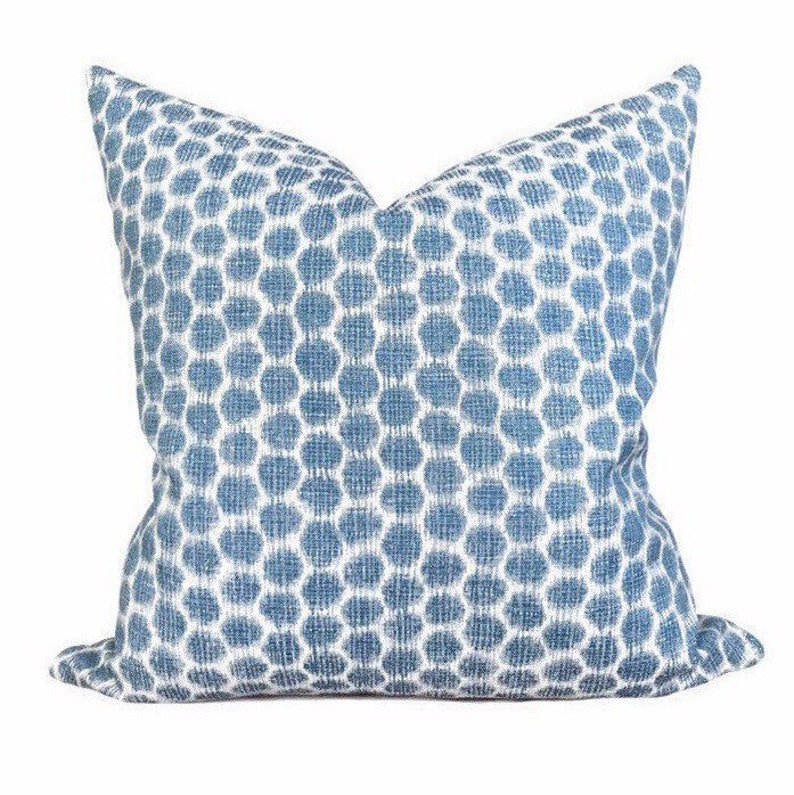 Indigo blue spotkat pillow cover on Etsy by LinenandCloth.