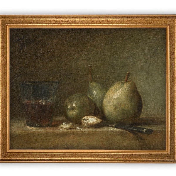 Vintage Framed Canvas Art  // Framed Vintage Print // Vintage Fruit Painting // Still Life Kitchen Painting // Farmhouse print //#ST-606