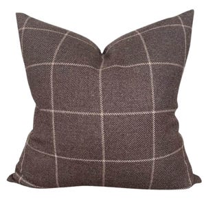 READY TO SHIP Designer Bancroft Wool Plaid in Sable Pillow Cover