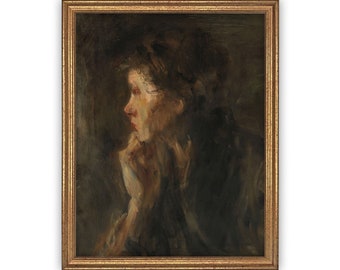 Framed Vintage Woman Portrait: Farmhouse Canvas Art Print