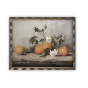 Vintage Framed Canvas Art // Framed Vintage Orange Print // Vintage Fruit // Still Life Kitchen Painting // Farmhouse print //ST-620 image 4