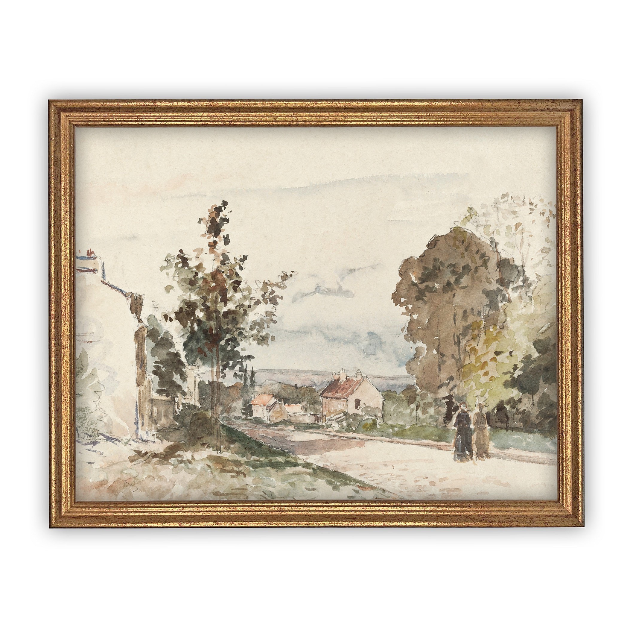 Framed Vintage Watercolor Landscape Canvas Art Print - Etsy