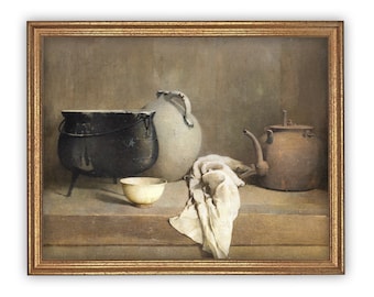 READY to SHIP 11x14 Framed Vintage Kitchen Still Life Canvas Art Print