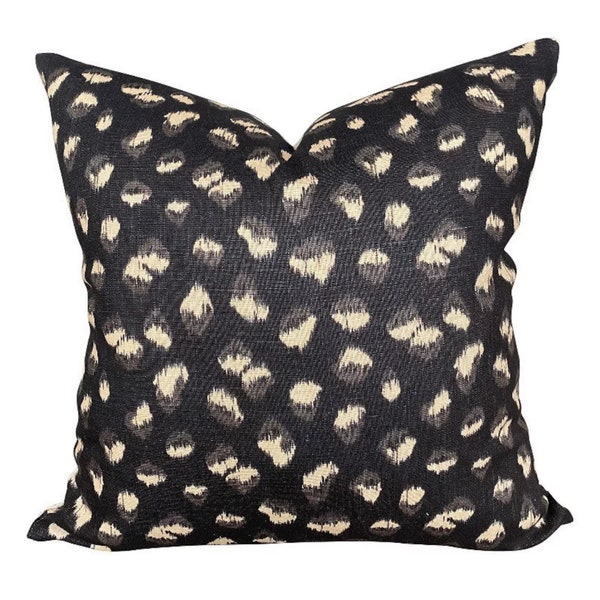 Kelly Wearstler Lee Jofa Feline Pillow Cover in black // Cheetah Leopard Animal print Pillow // Toss Pillow // Designer Linen Throw Pillow