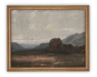 Framed Vintage Canvas Print: Moody Landscape Art