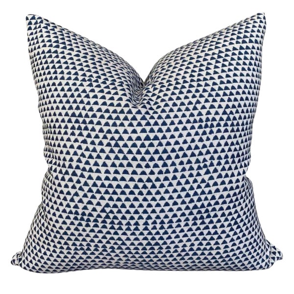 Walter G OUTDOOR Pillow Cover // Huts in Atlantic // Designer Outdoor Pillow// Indigo Blue Pillows // Sunbrella Outdoor