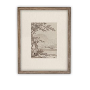 Vintage Framed Canvas Art  // Framed Vintage Print // Vintage Painting // Country Landscape // Farmhouse print //#LAN-245