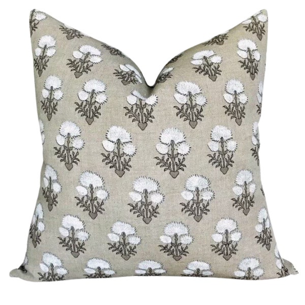 Bastideaux Laurette in Chalk/Cement // Designer Throw Pillow // Botanical Pillow // High End Pillow // Floral Accent pIllows
