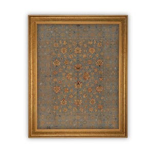 Vintage Floral Canvas Art Print - Framed Tapestry Reproduction