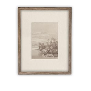 Vintage Framed Canvas Art  // Framed Vintage Print // Vintage Painting // Country Landscape // Farmhouse print //#LAN-243