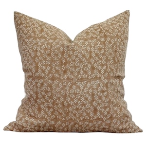 Floral Block Print Pillow Cover: Rust Peach Cream Duvall Design