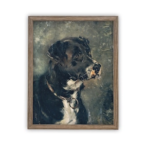 Vintage Dog Art: Framed Canvas Print, Farmhouse Style