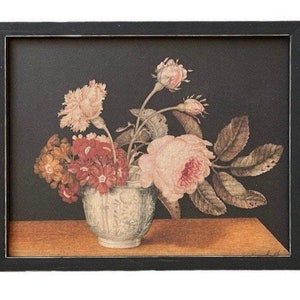 Vintage Framed Canvas Art  // Framed Vintage Print // Vintage Painting // Floral Still Life Print // Botanical print //#BOT-106